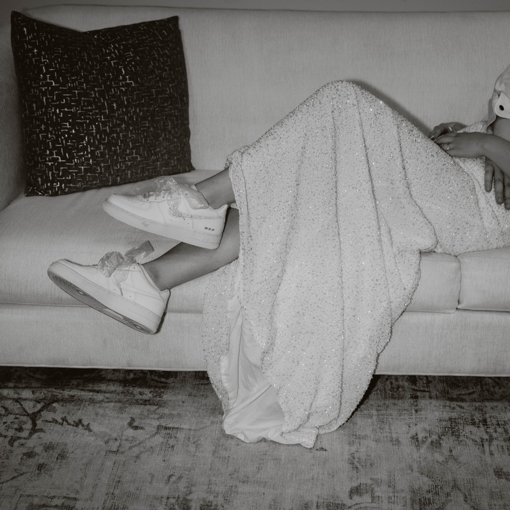 Sparkly Custom Sequin Wedding Reception Dress - image 3